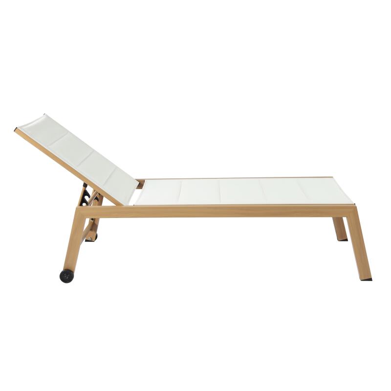 Conjunto de 2 tumbonas de aluminio efecto madera con ruedas, reclinables 5 posiciones