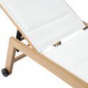 Conjunto de 2 tumbonas de aluminio efecto madera con ruedas, reclinables 5 posiciones