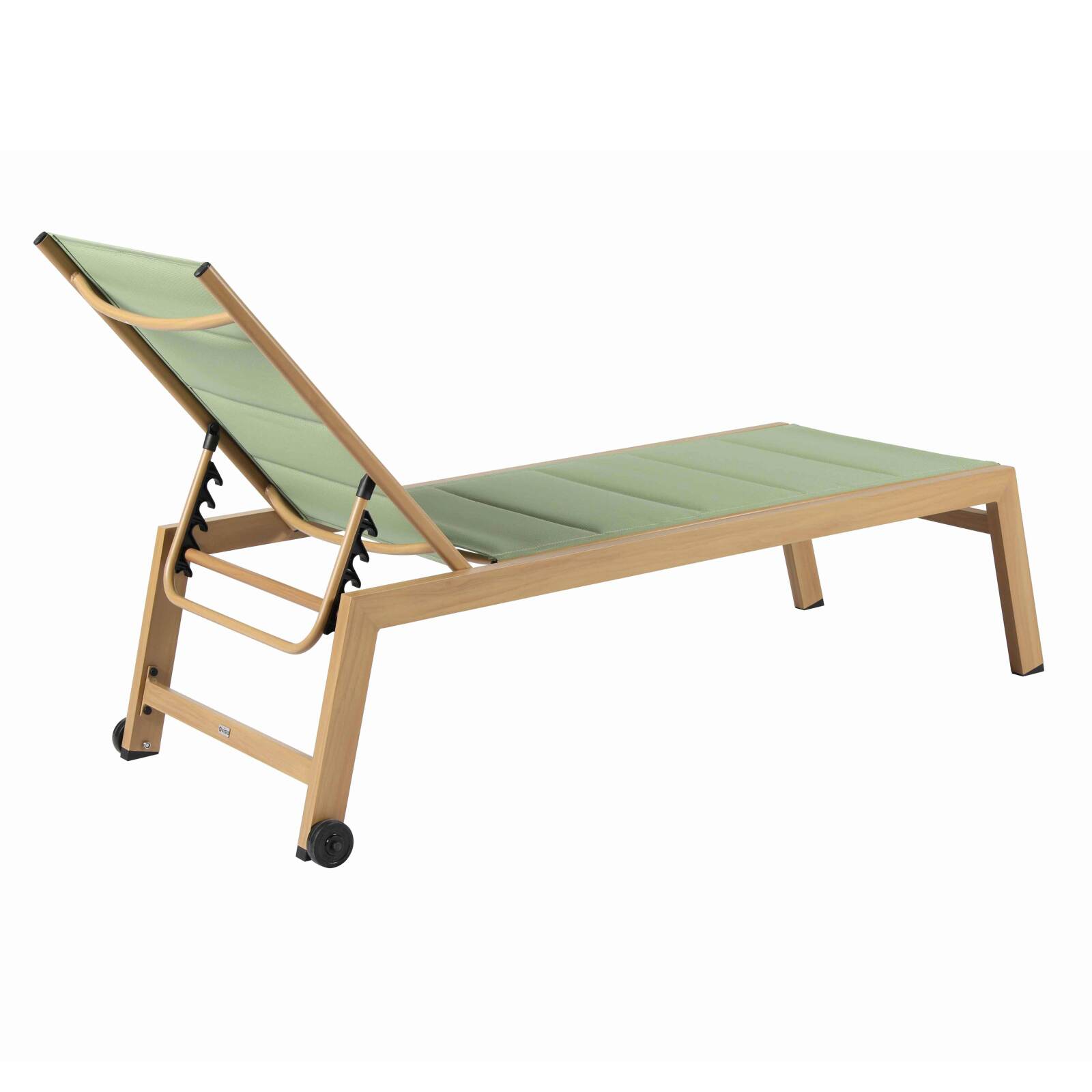 Conjunto de 2 tumbonas de aluminio efecto madera con ruedas, reclinables 5 posiciones