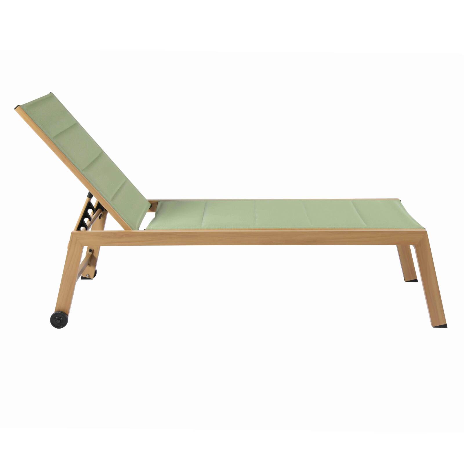 Conjunto de 2 tumbonas de aluminio efecto madera con ruedas, reclinables 5 posiciones