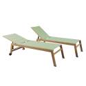 Conjunto de 2 tumbonas de aluminio efecto madera con ruedas, reclinables 5 posiciones