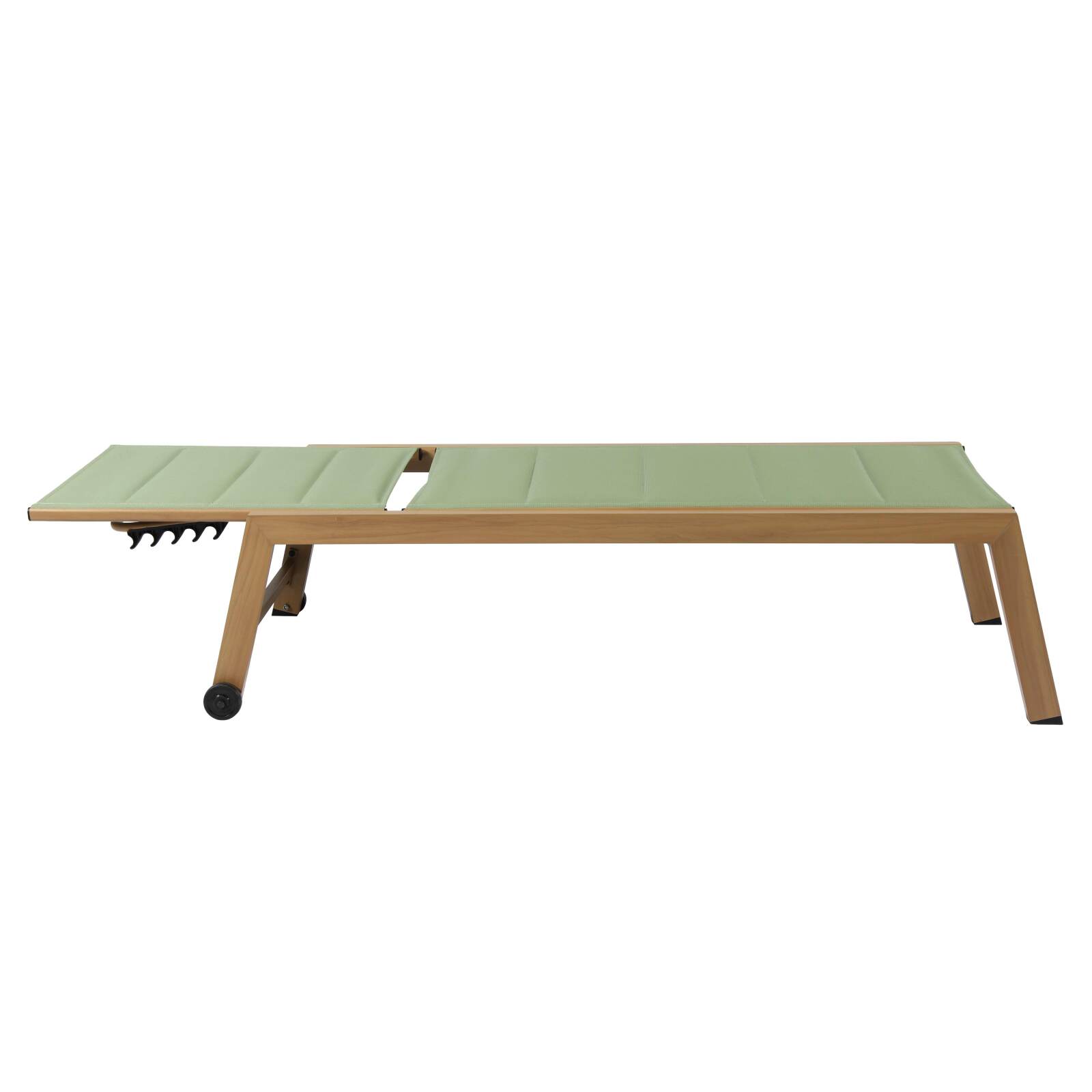 Conjunto de 2 tumbonas de aluminio efecto madera con ruedas, reclinables 5 posiciones