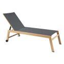 Conjunto de 2 tumbonas de aluminio efecto madera con ruedas, reclinables 5 posiciones