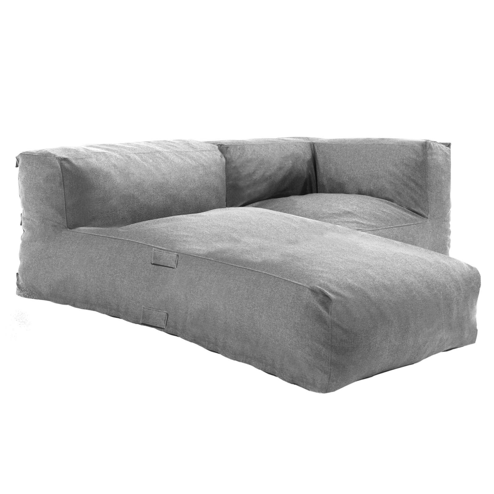 Mobiliario de jardín modular con 1 sillón esquinero y 1 chaise longue.