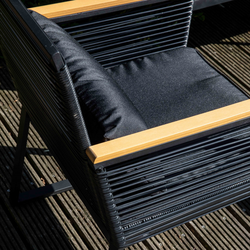 Conjunto de jardín bajo 5 plazas compuesto de un sofá, 2 sillones con reposabrazos y una mesa de centro