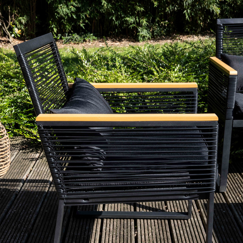 Conjunto de jardín bajo 5 plazas compuesto de un sofá, 2 sillones con reposabrazos y una mesa de centro