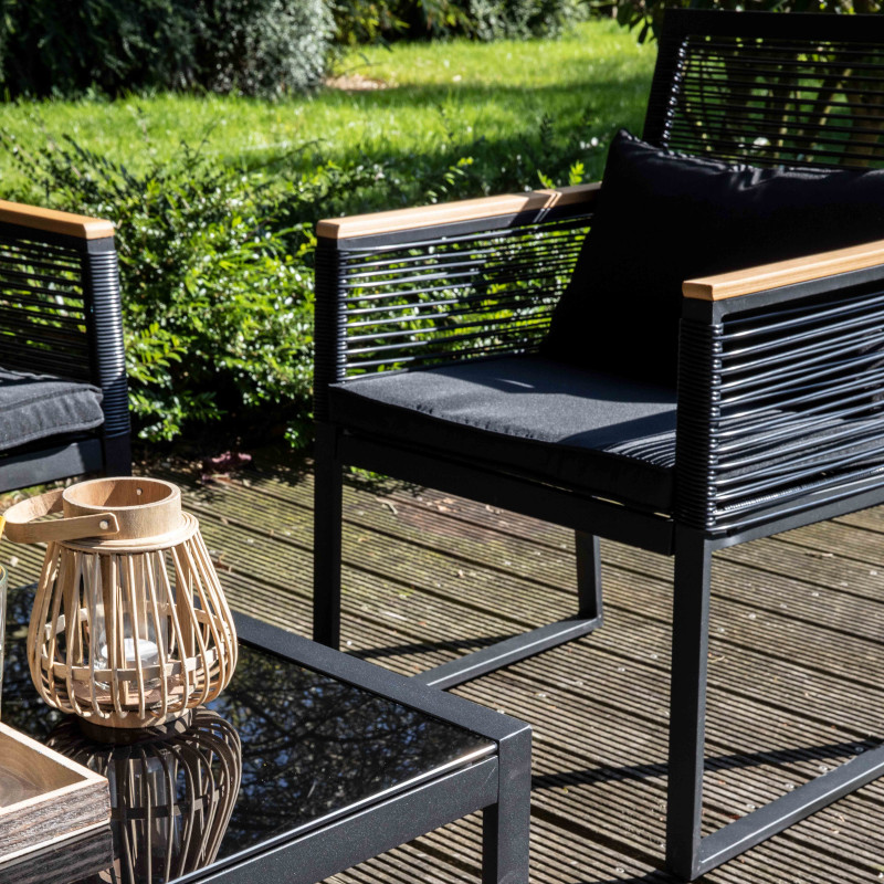 Conjunto de jardín bajo 5 plazas compuesto de un sofá, 2 sillones con reposabrazos y una mesa de centro