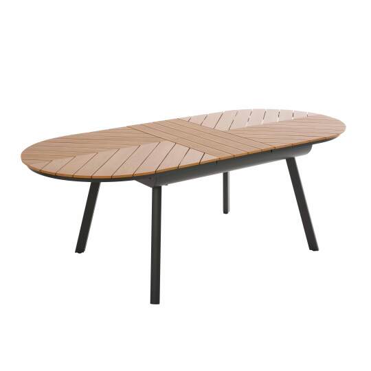 Mesa de jardín extensible rectangular (180/220 x 100 x 76 cm) en aluminio y polimadera
