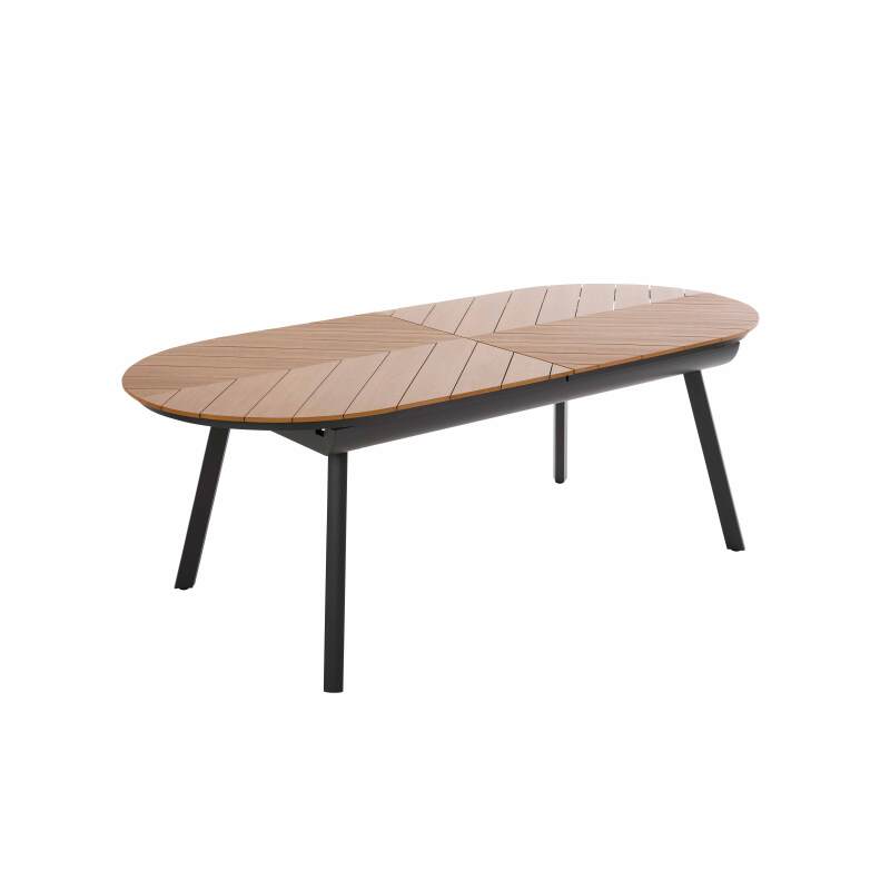 Mesa de jardín extensible rectangular (220/280 x 100 x 76 cm) en aluminio y polimadera