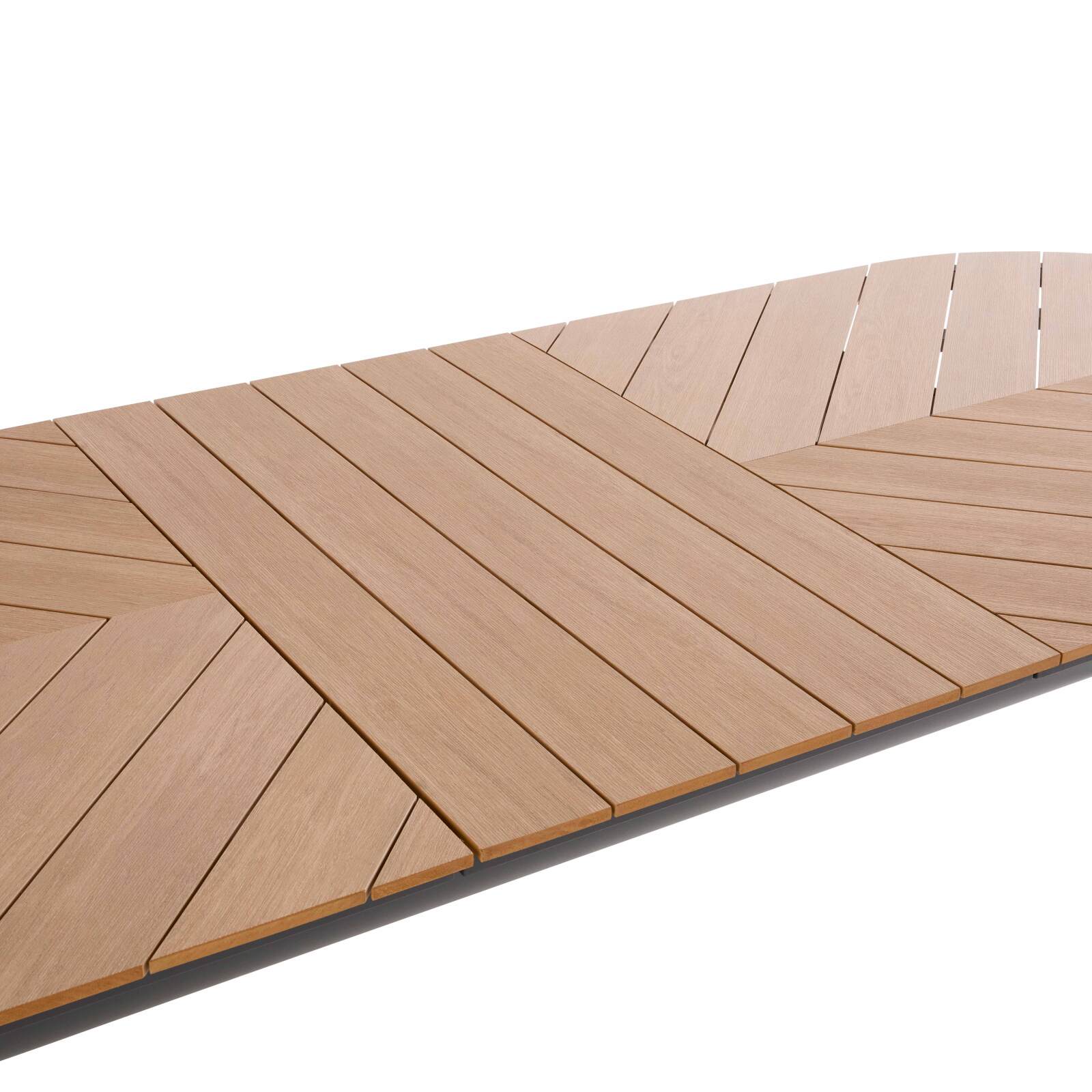 Mesa de jardín extensible rectangular (220/280 x 100 x 76 cm) en aluminio y polimadera 