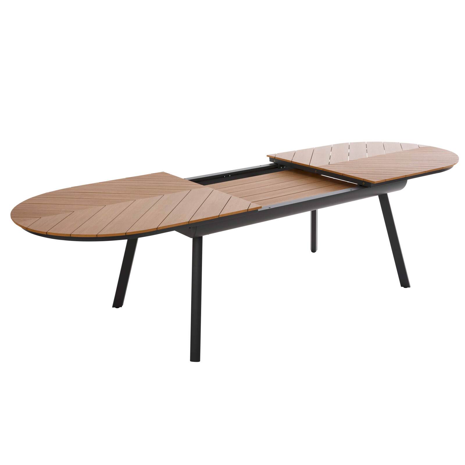 Mesa de jardín extensible rectangular en polimadera 220/280 cm con 8 sillas y 2 sillas con reposabrazos