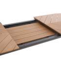 Mesa de jardín extensible rectangular en polimadera 220/280 cm con 8 sillas y 2 sillas con reposabrazos