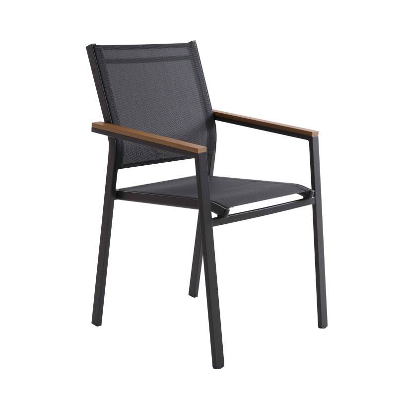 Mesa de jardín extensible rectangular en polimadera 220/280 cm con 8 sillas y 2 sillas con reposabrazos