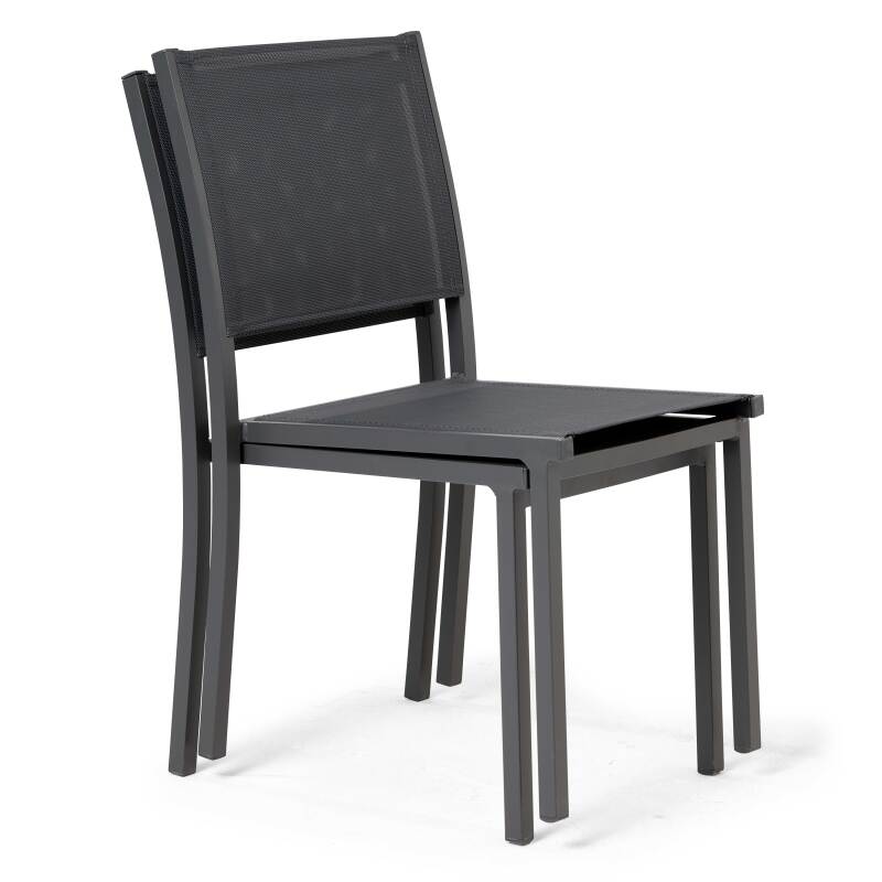 Mesa de jardín extensible rectangular en polimadera 220/280 cm con 8 sillas y 2 sillas con reposabrazos