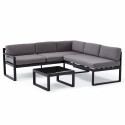 Conjunto de jardín bajo rinconero 5 plazas compuesto de un sofá con respaldo reclinable y de una mesa de centro