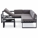 Conjunto de jardín bajo rinconero 5 plazas compuesto de un sofá con respaldo reclinable y de una mesa de centro