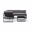 Conjunto de jardín bajo rinconero 5 plazas compuesto de un sofá con respaldo reclinable y de una mesa de centro