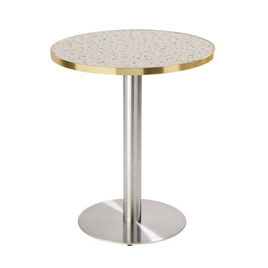 Mesa redonda de laminado 2 personas con bordes de aluminio Ø60 cm | Oviala