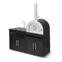Cocina exterior de acero de 2 elementos con horno de pizza