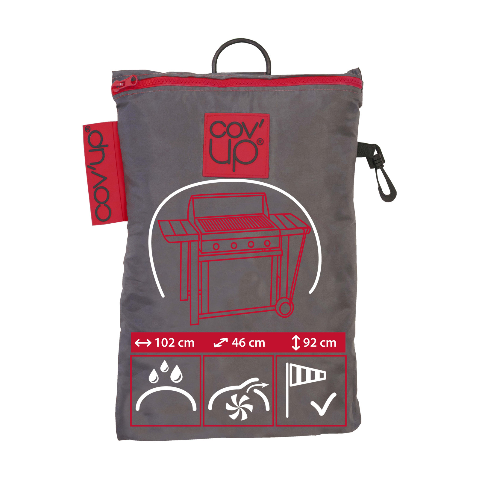 Funda gris para barbacoa rectangular 102 x 46 x 92 cm