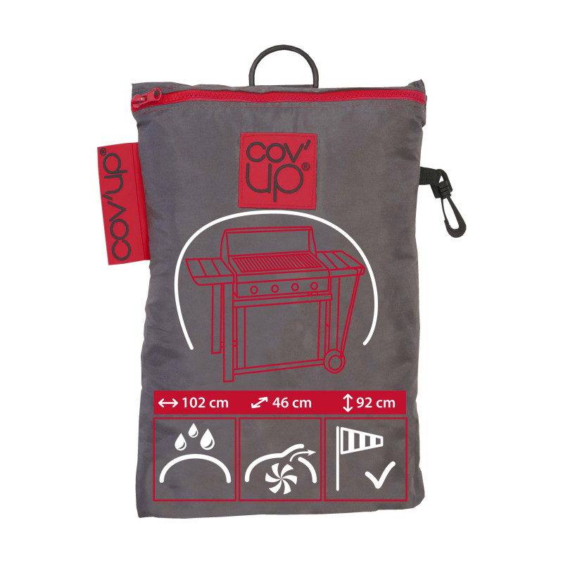 Funda gris para barbacoa rectangular 102 x 46 x 92 cm