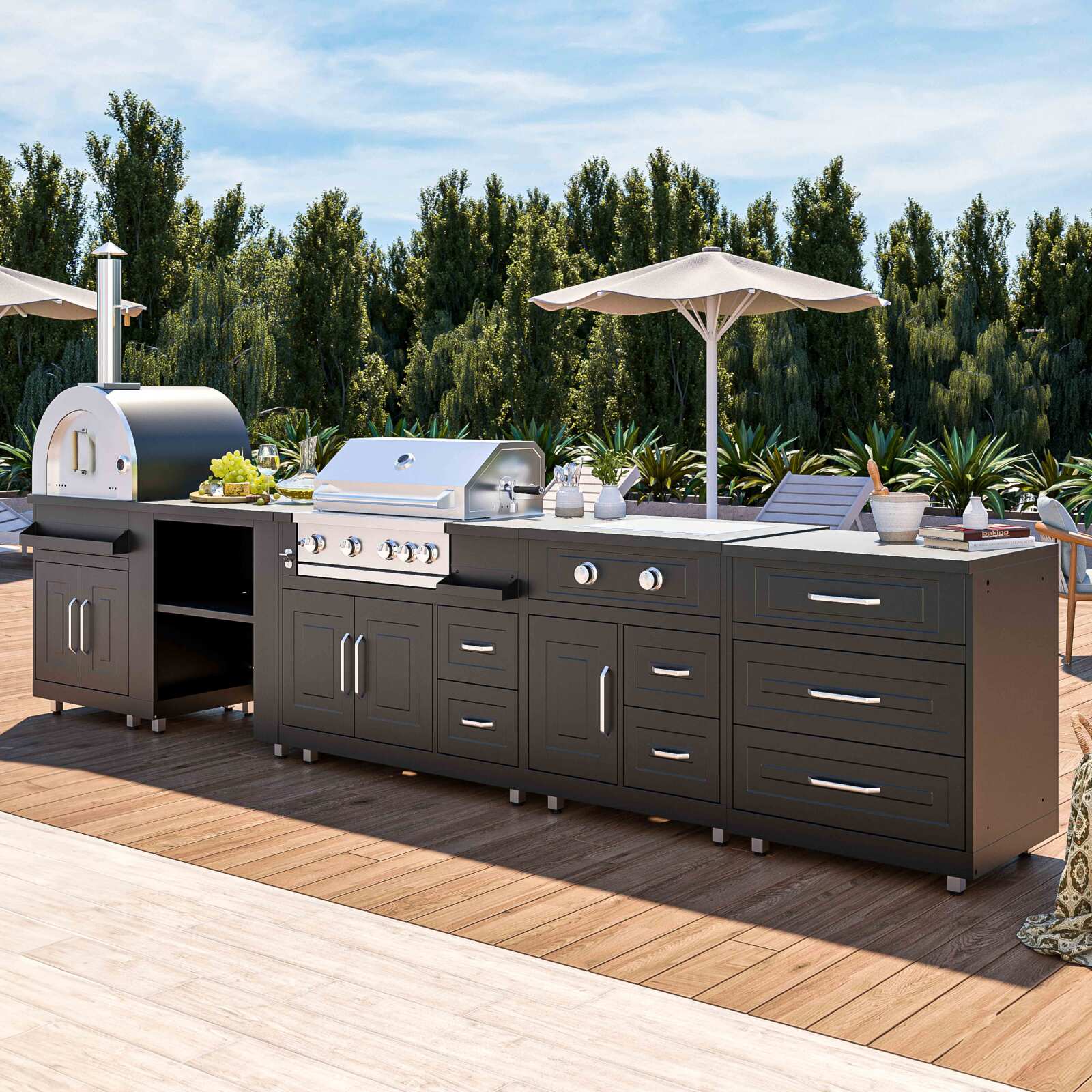 Cocina de verano completa con horno para pizza