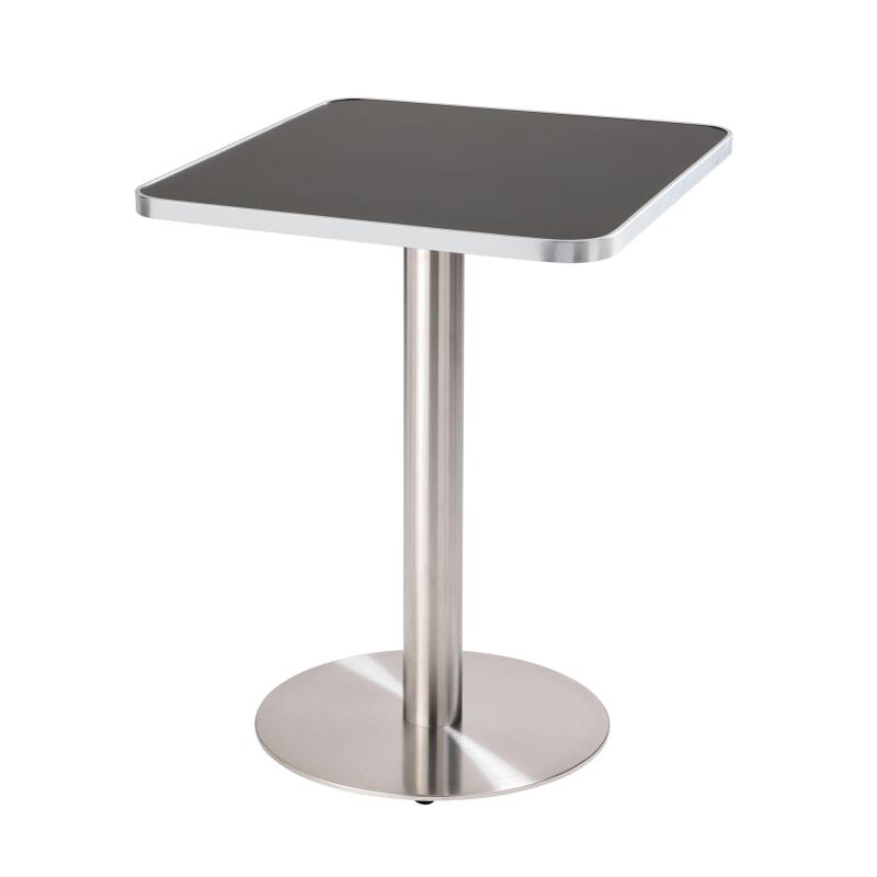 Mesa de comedor de 60 x 60 cm en contrachapado con revestimiento laminado y cantos de aluminio