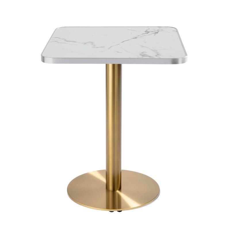 Mesa de comedor de 60 x 60 cm en contrachapado con revestimiento laminado y cantos de aluminio