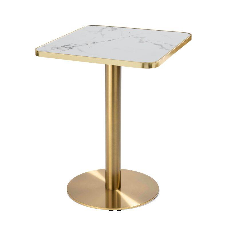 Mesa de comedor de 60 x 60 cm en contrachapado con revestimiento laminado y cantos de aluminio