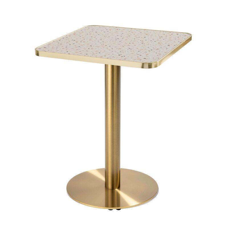 Mesa de comedor de 60 x 60 cm en contrachapado con revestimiento laminado y cantos de aluminio