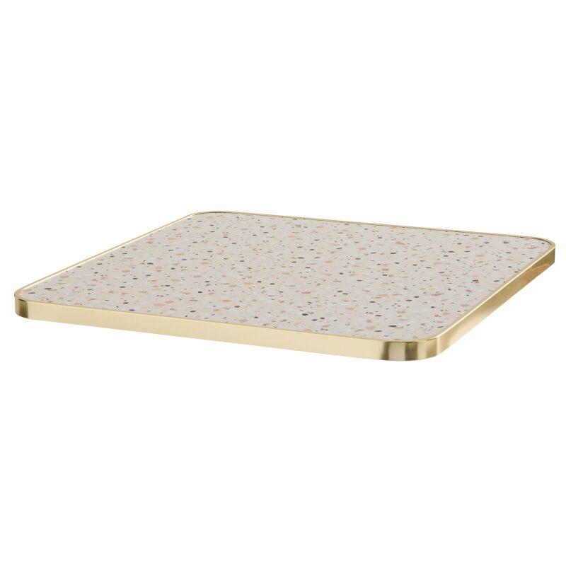 Mesa de comedor de 60 x 60 cm en contrachapado con revestimiento laminado y cantos de aluminio