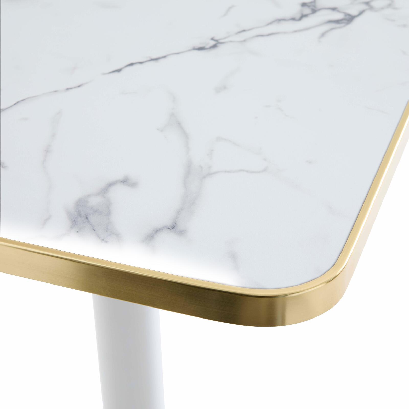 Mesa de comedor de 60 x 60 cm en contrachapado con revestimiento laminado y cantos de aluminio