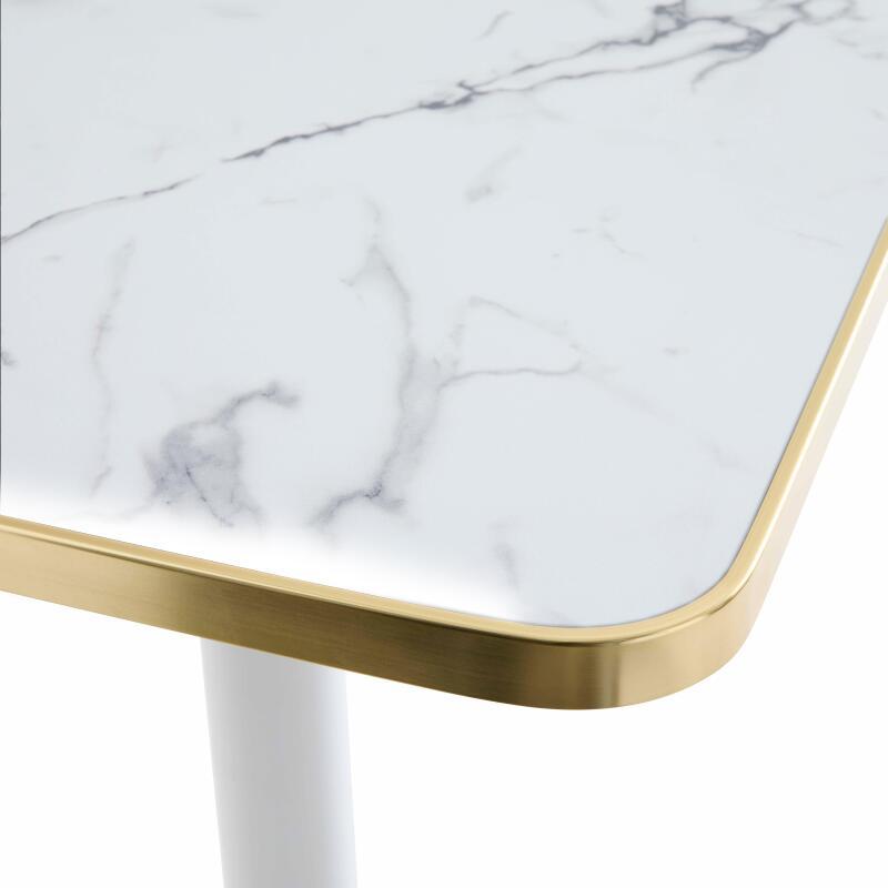 Mesa de comedor de 60 x 60 cm en contrachapado con revestimiento laminado y cantos de aluminio