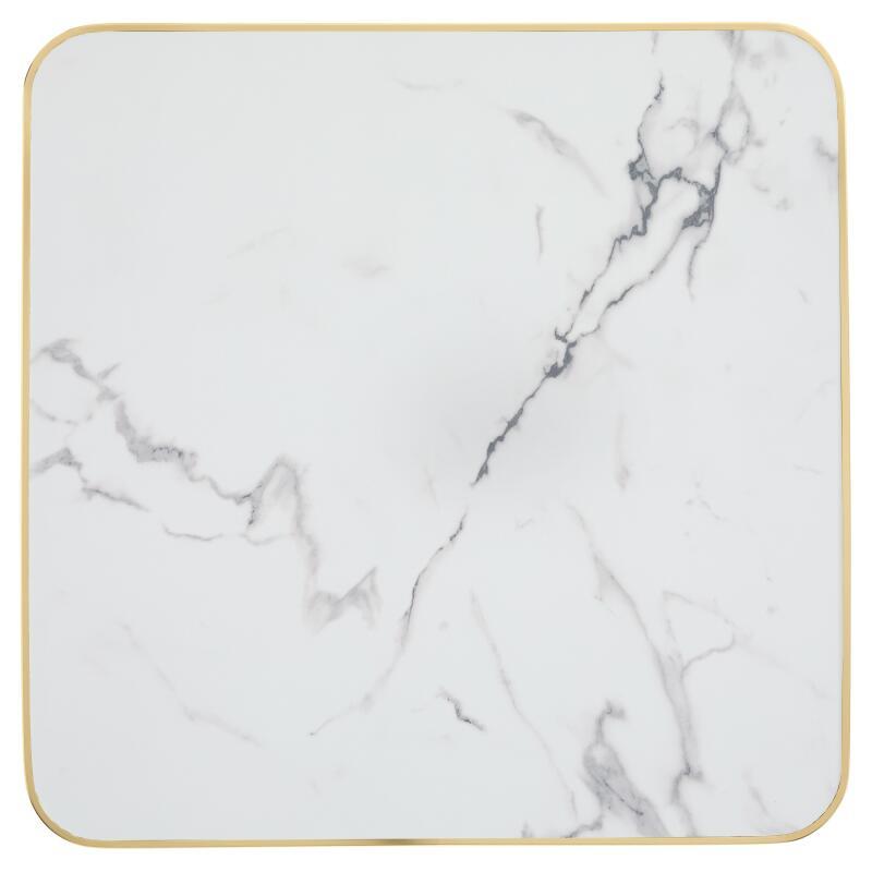 Mesa de comedor de 60 x 60 cm en contrachapado con revestimiento laminado y cantos de aluminio