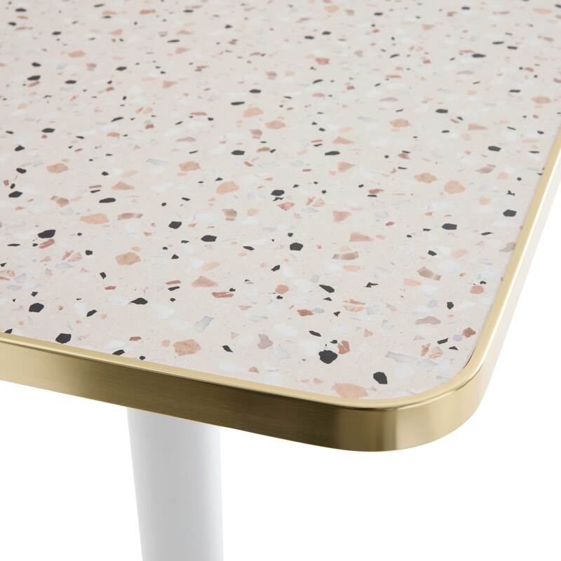 Mesa de comedor de 60 x 60 cm en contrachapado con revestimiento laminado y cantos de aluminio