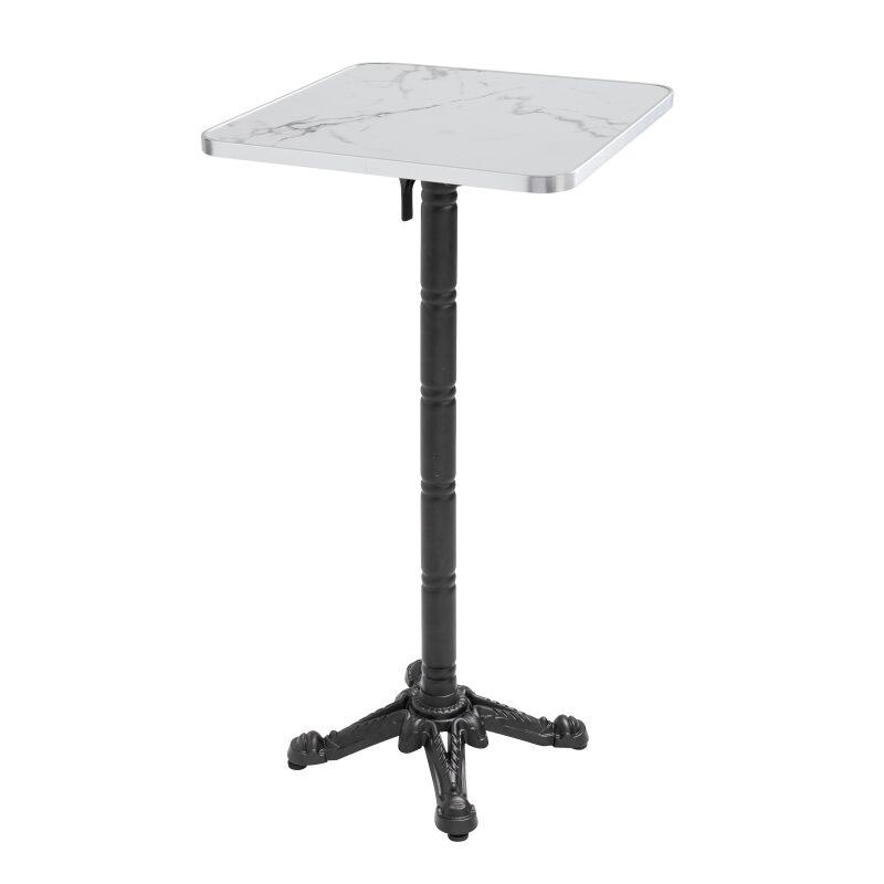 Mesa alta basculante de 60 x 60 cm en contrachapado con revestimiento de laminado y cantos de aluminio