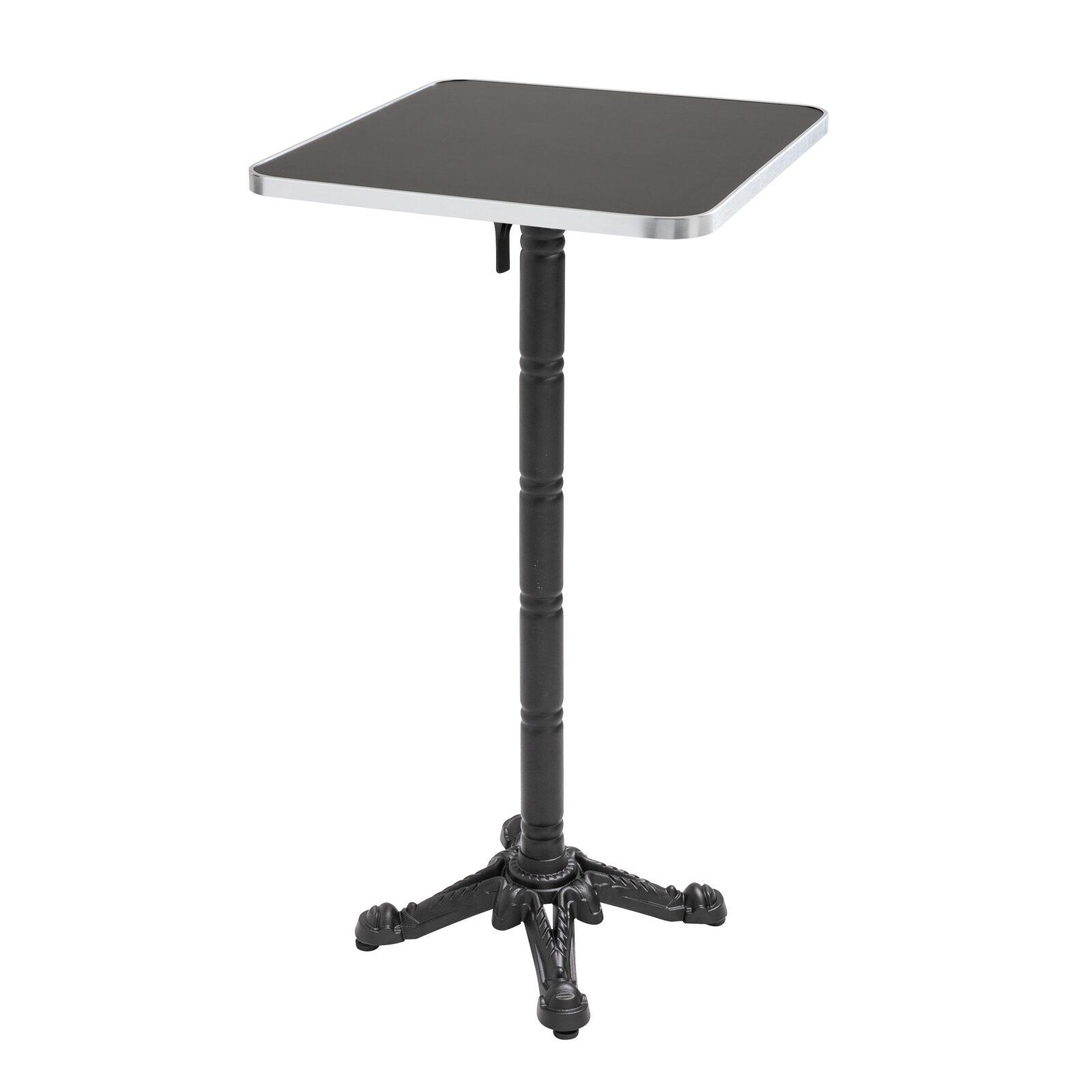 Mesa alta basculante de 60 x 60 cm en contrachapado con revestimiento de laminado y cantos de aluminio
