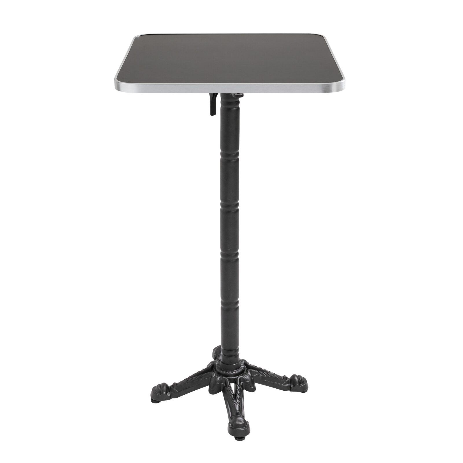 Mesa alta basculante de 60 x 60 cm en contrachapado con revestimiento de laminado y cantos de aluminio