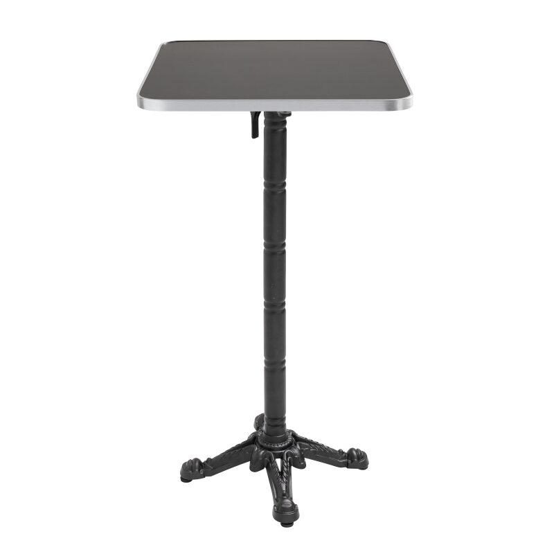 Mesa alta basculante de 60 x 60 cm en contrachapado con revestimiento de laminado y cantos de aluminio
