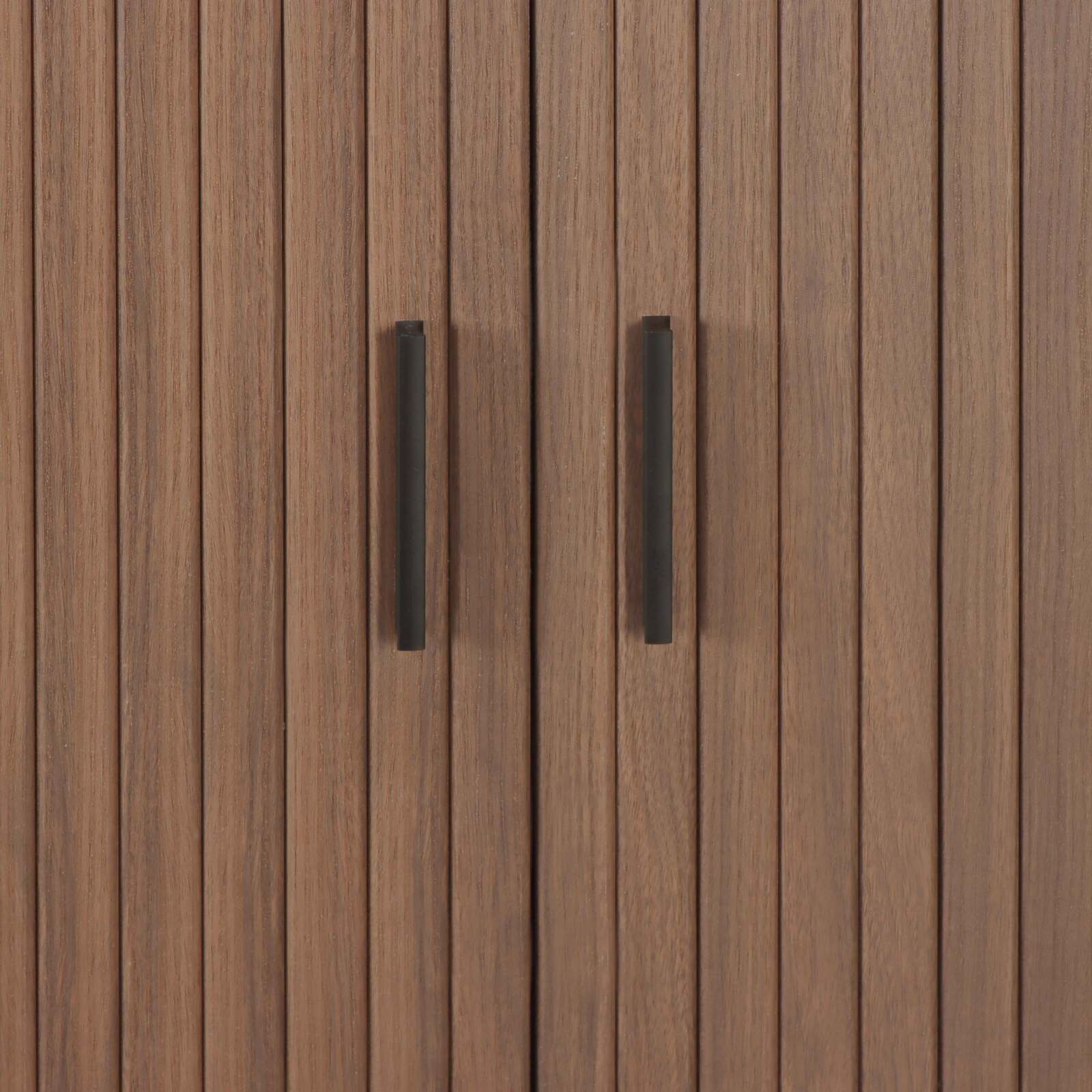 Aparador de 2 puertas en MDF con decoración en melamina y acero 140 cm Aparador de 2 puertas en MDF con decoración en melamina y acero 140 cm