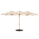Parasol de 3 cabezales (4,5 x 2,65 m) con poste giratorio de 360° en imitación madera y funda protectora