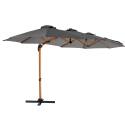 Parasol de 3 cabezales (4,5 x 2,65 m) con poste giratorio de 360° en imitación madera y funda protectora