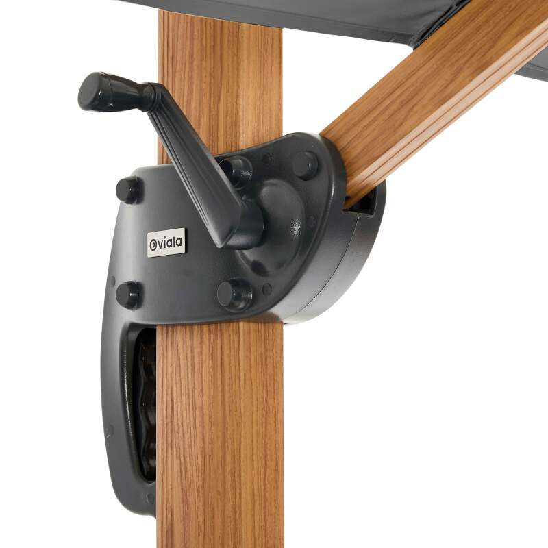 Parasol de 3 cabezales (4,5 x 2,65 m) con poste giratorio de 360° en imitación madera y funda protectora (2/6)