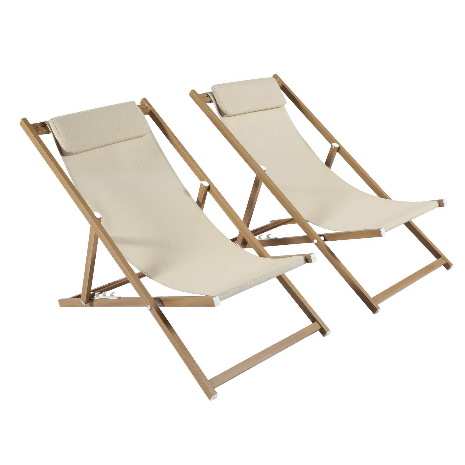 Juego de 2 tumbonas de aluminio, reclinables en 4 posiciones.