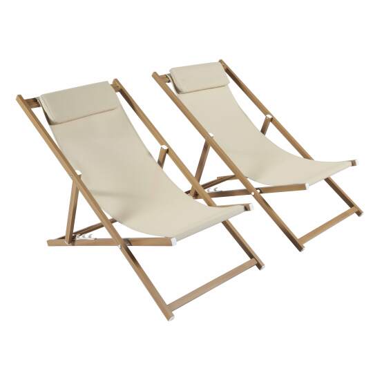 Juego de 2 tumbonas de aluminio, reclinables en 4 posiciones.
