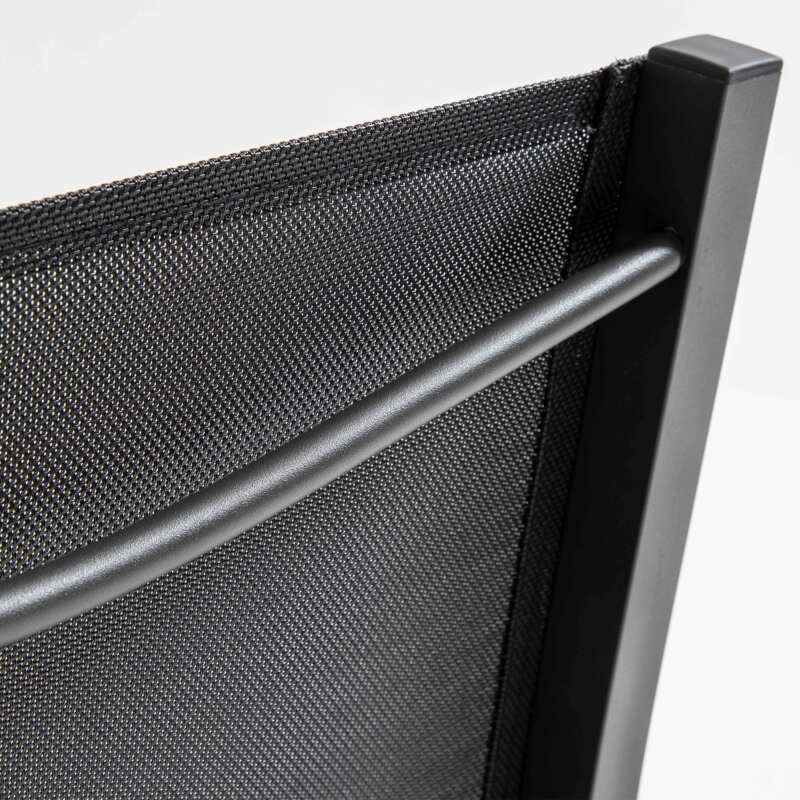 Mesa de jardín rectangular 182x90 cm y 8 sillas en aluminio con tapa de cristal de seguridad