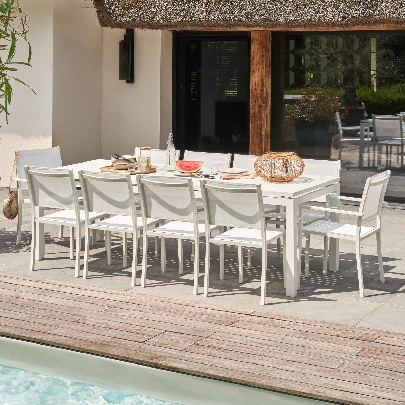 Silla de jardín de aluminio y textileno con reposabrazos