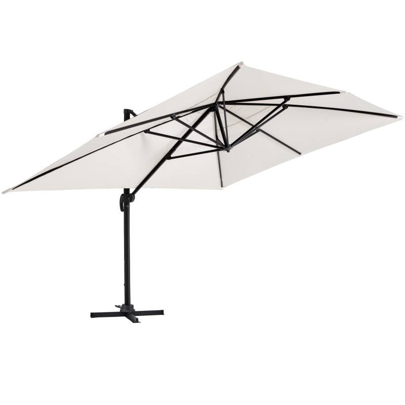 Parasol excéntrico inclinable y rotación de 360° (4 x 3 m) y 4 losas lastradas