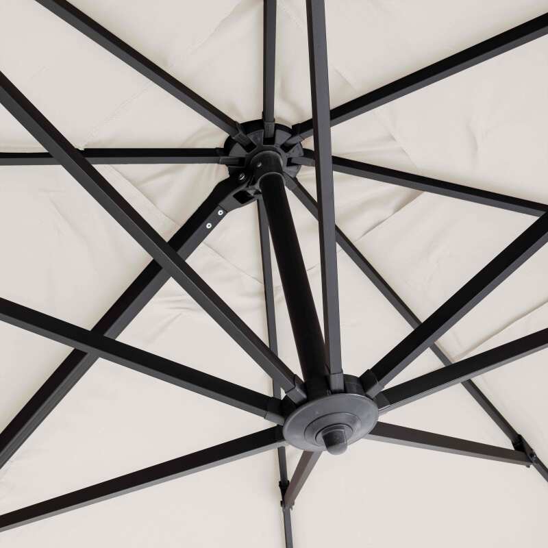 Parasol excéntrico inclinable y rotación de 360° (4 x 3 m) y 4 losas lastradas