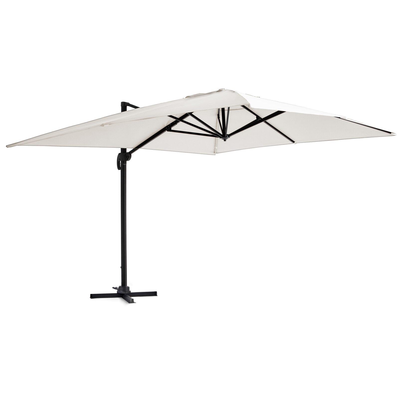 Parasol excéntrico reclinable rectangular 4x3 m, mástil rotativo 360°